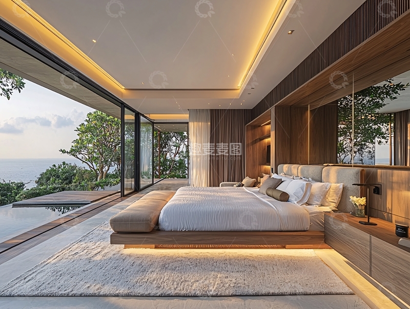 高清大图下载【趣麦麦图】极简现代海景卧室