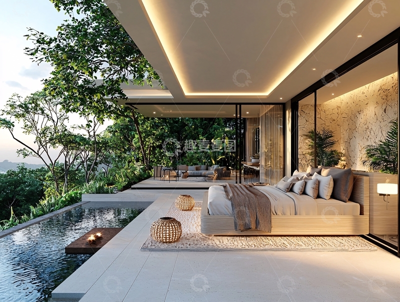 高清大图下载【趣麦麦图】现代简约别墅卧室设计