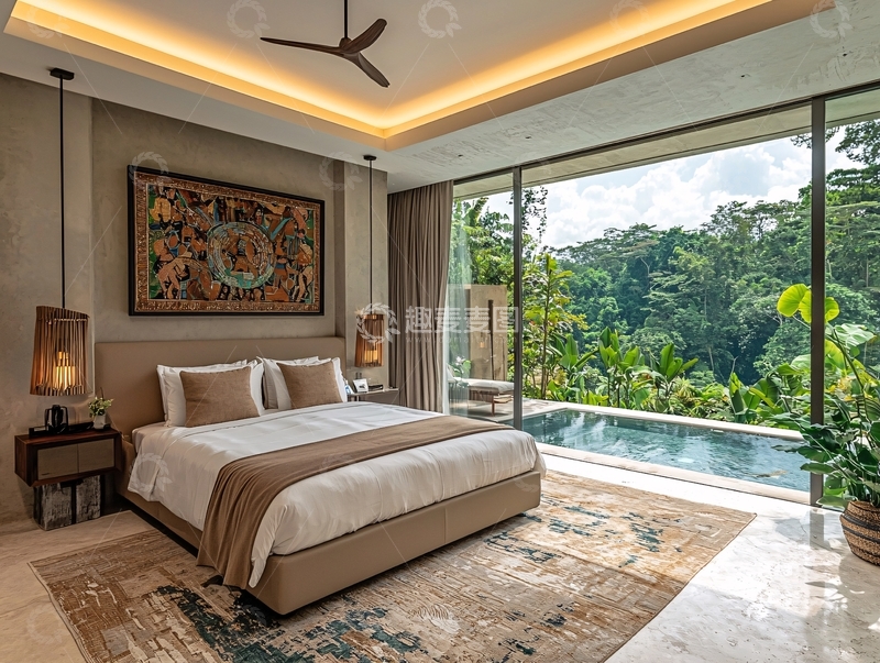 高清大图下载【趣麦麦图】私人泳池别墅卧室