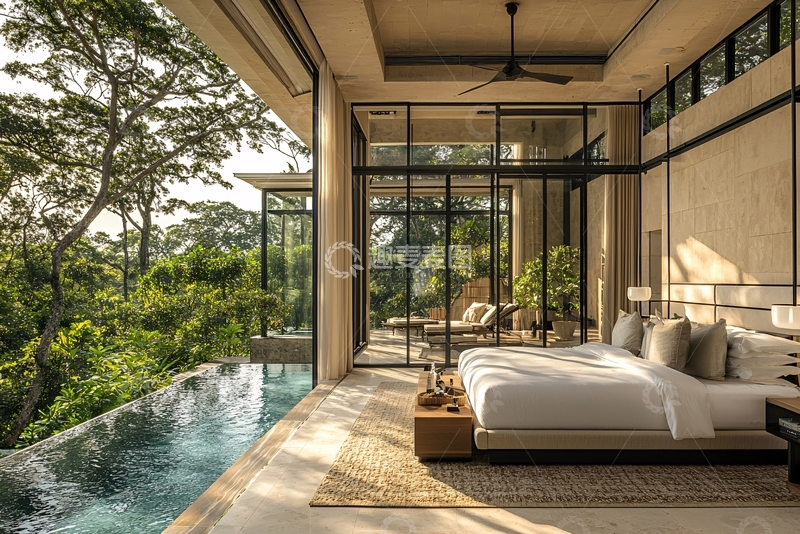 高清大图下载【趣麦麦图】私家泳池别墅卧室景观