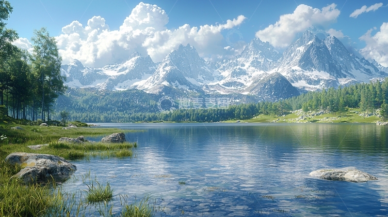 高清大图下载【趣麦麦图】雪山湖泊风景