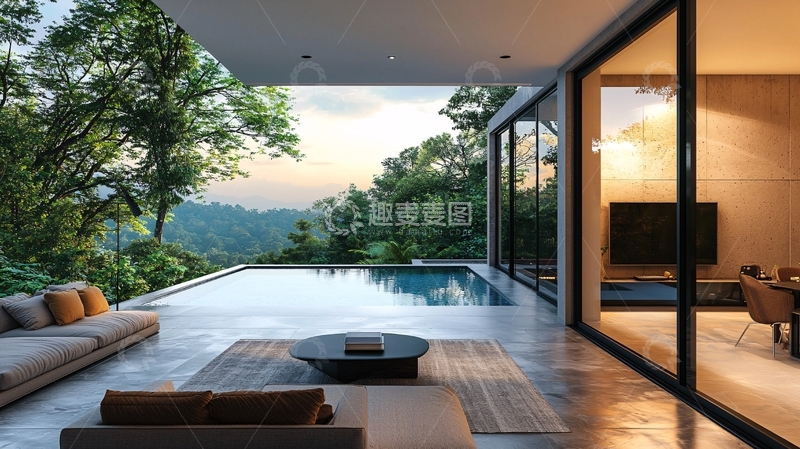 高清大图下载【趣麦麦图】现代别墅夜景