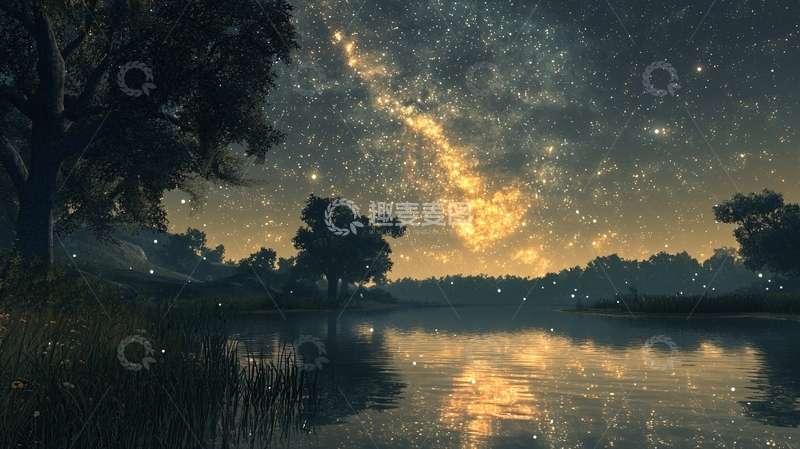 高清大图下载【趣麦麦图】星空湖泊夜景