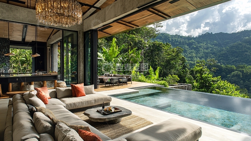 高清大图下载【趣麦麦图】山景别墅泳池