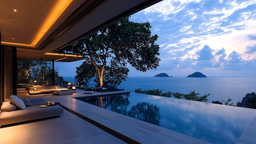 海景别墅泳池夜景