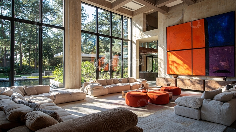 高清大图下载【趣麦麦图】现代简约客厅落地窗