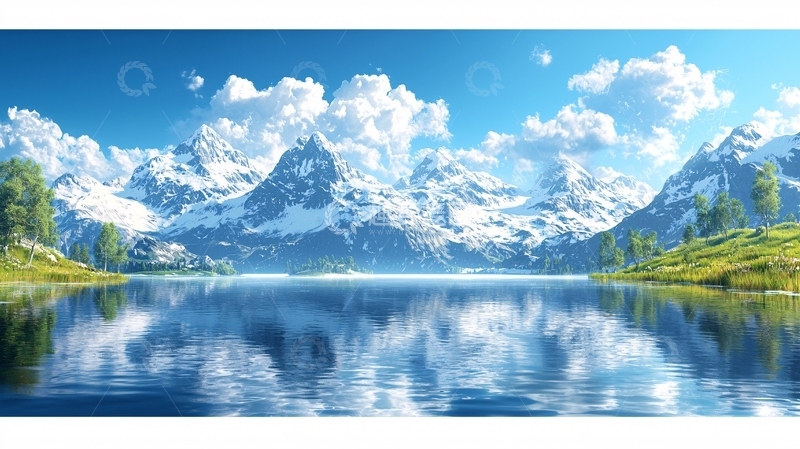 高清大图下载【趣麦麦图】雪山湖泊风景