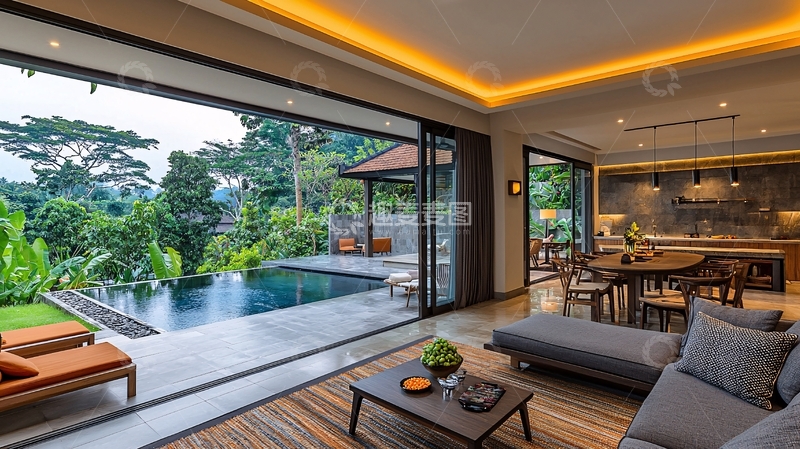 高清大图下载【趣麦麦图】现代别墅泳池景观