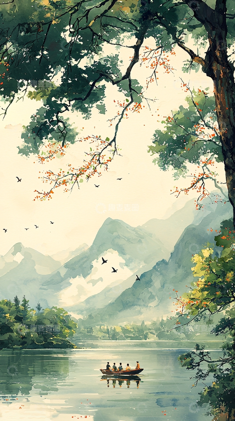 高清大图下载【趣麦麦图】水墨山水画984