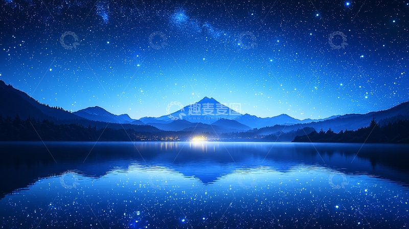 高清大图下载【趣麦麦图】星空下的宁静湖泊