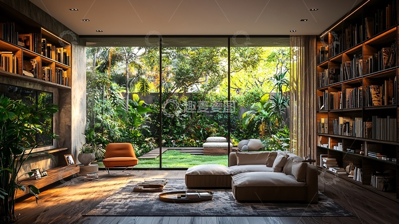 高清大图下载【趣麦麦图】现代简约客厅落地窗