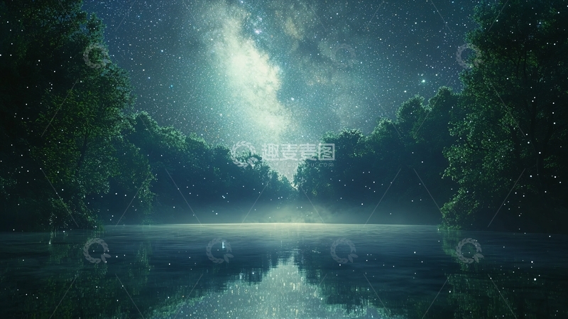 高清大图下载【趣麦麦图】星空下的宁静湖泊