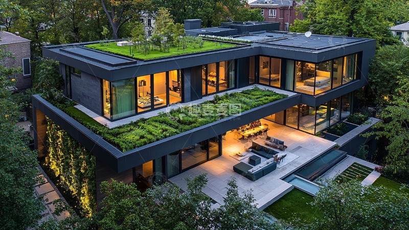 高清大图下载【趣麦麦图】现代风格别墅夜景