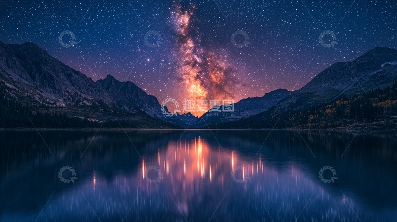 高清大图下载【趣麦麦图】星空倒影