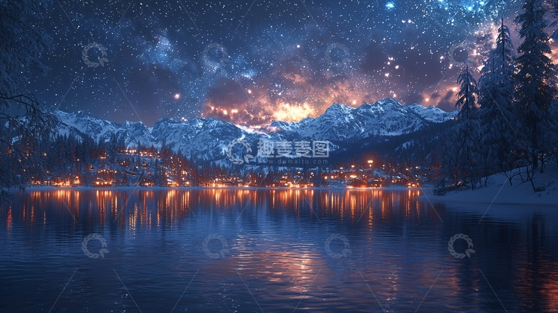 高清大图下载【趣麦麦图】梦幻雪景小镇