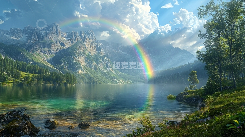 高清大图下载【趣麦麦图】彩虹湖泊山脉