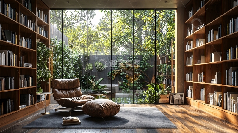 高清大图下载【趣麦麦图】落地窗书房