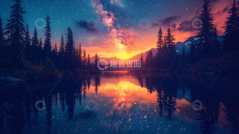 高清大图下载【趣麦麦图】星空倒影