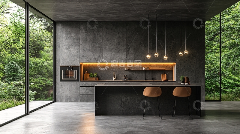 高清大图下载【趣麦麦图】现代风格水泥厨房