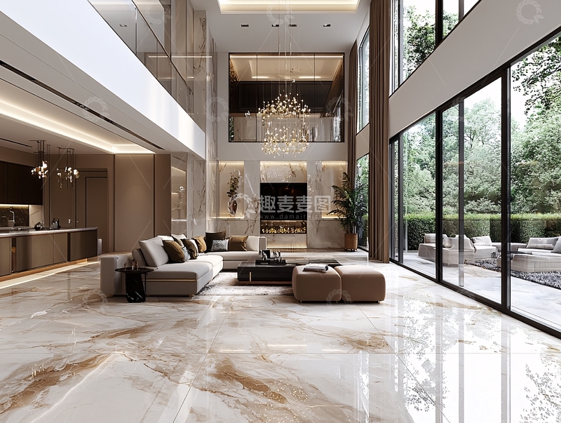 高清大图下载【趣麦麦图】现代轻奢别墅客厅