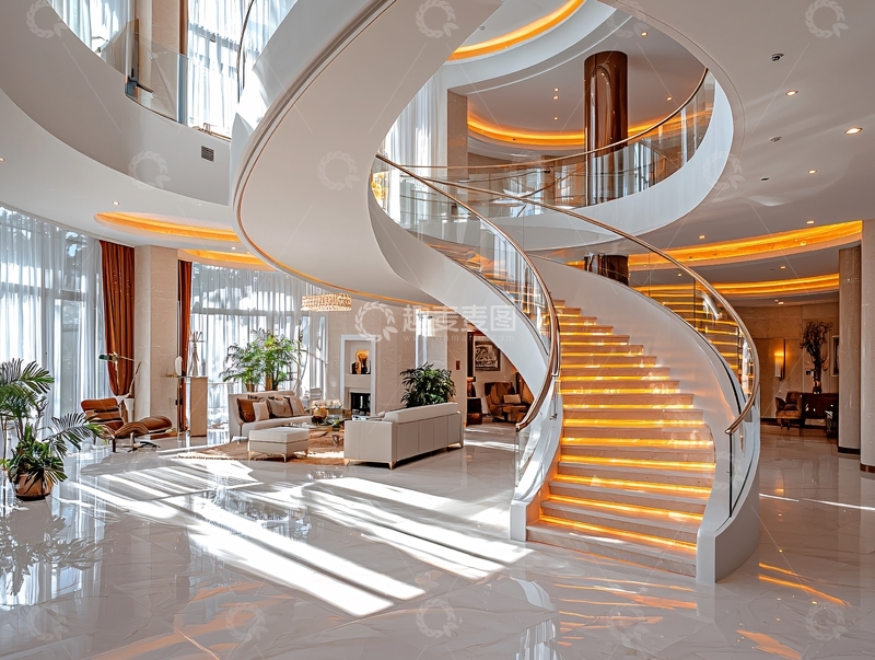 高清大图下载【趣麦麦图】现代简约旋转楼梯