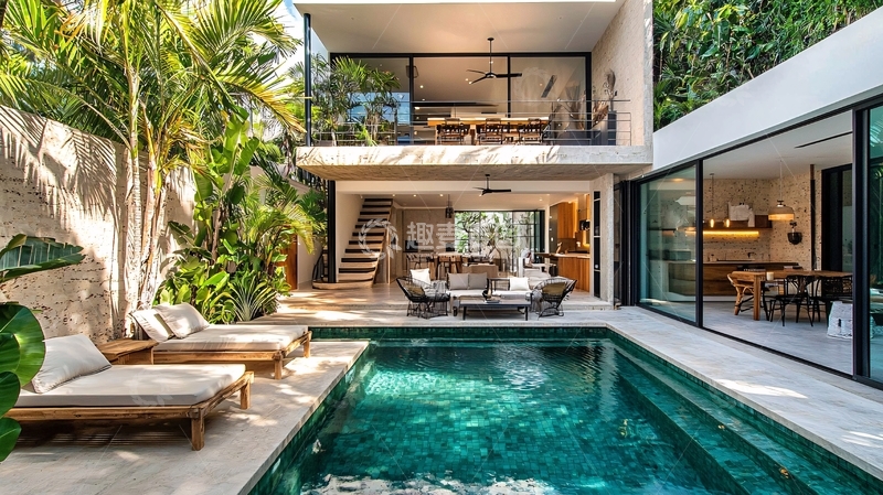高清大图下载【趣麦麦图】现代简约别墅泳池