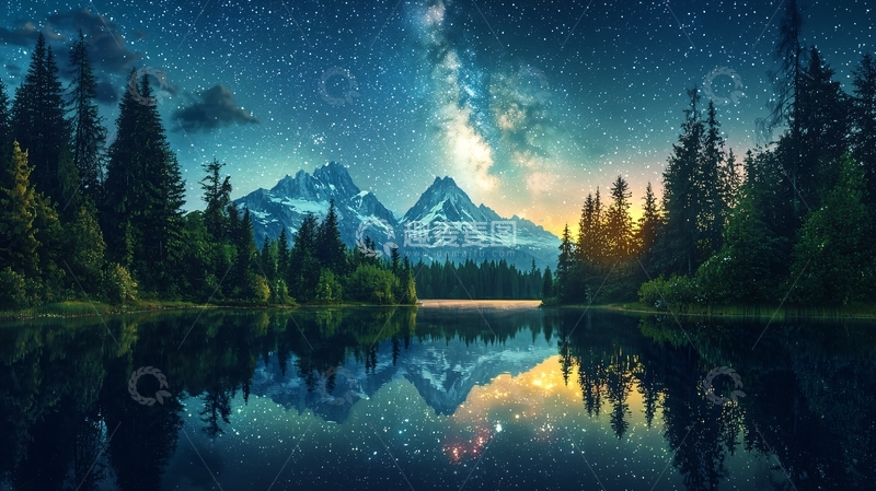 高清大图下载【趣麦麦图】星空倒影