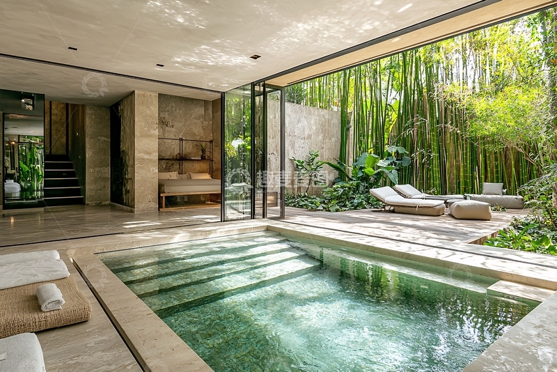 高清大图下载【趣麦麦图】现代简约别墅泳池庭院