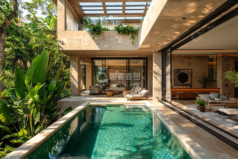 高清大图下载【趣麦麦图】庭院泳池现代别墅设计