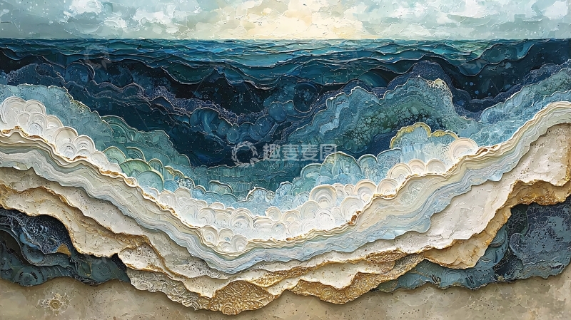 高清大图下载【趣麦麦图】抽象海洋层状画