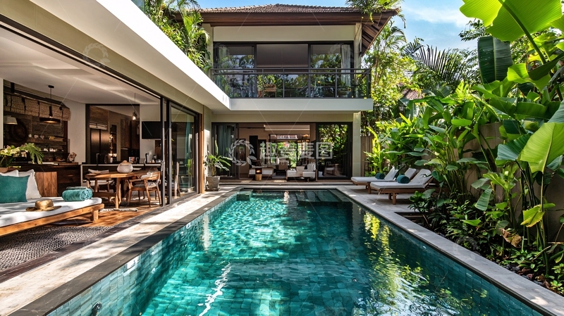 高清大图下载【趣麦麦图】现代热带泳池别墅