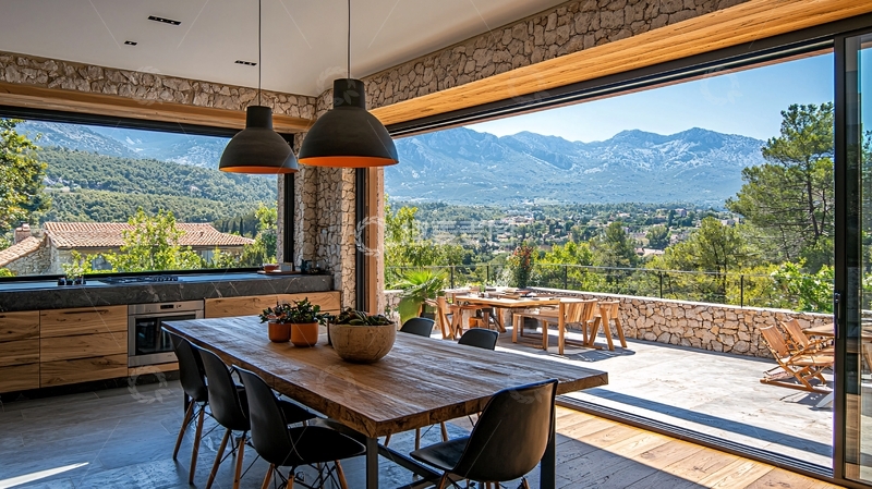 高清大图下载【趣麦麦图】现代简约山景别墅餐厅