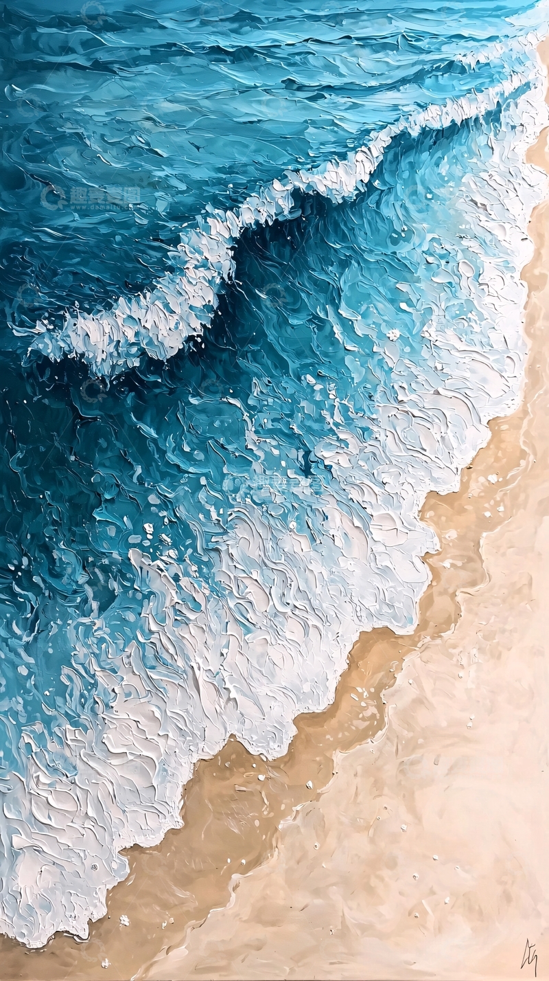 高清大图下载【趣麦麦图】海浪拍打沙滩