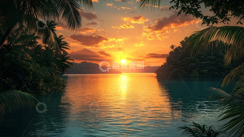 高清大图下载【趣麦麦图】热带海滩日落