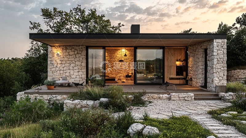高清大图下载【趣麦麦图】现代简约石材别墅