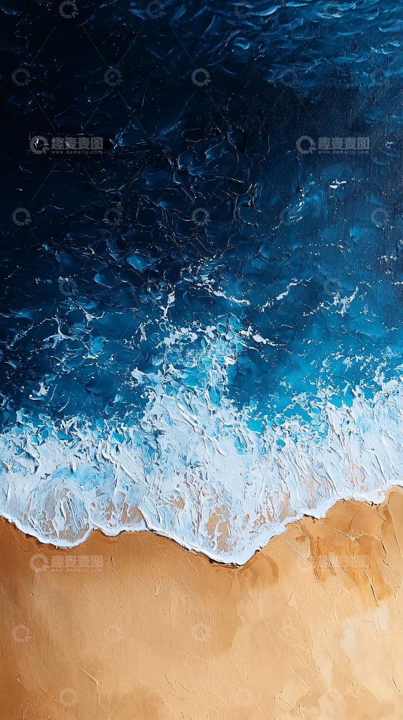 高清大图下载【趣麦麦图】深蓝色大海与金色沙滩