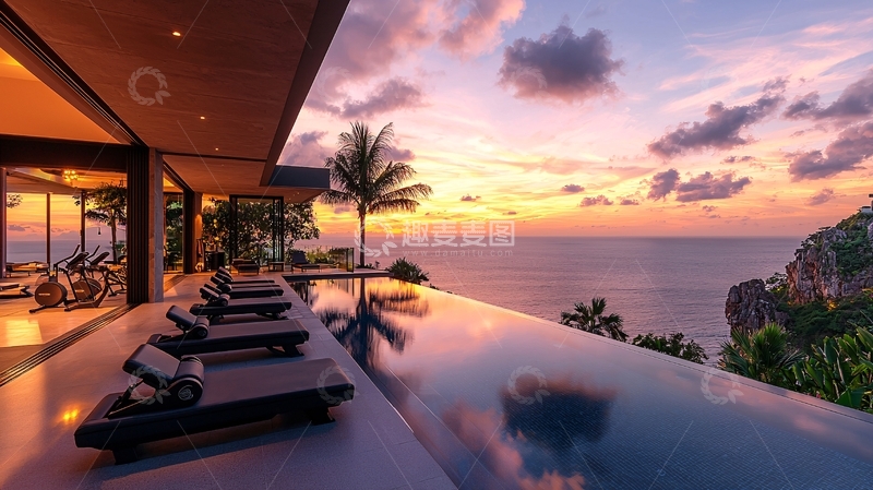 高清大图下载【趣麦麦图】海景别墅落日余晖
