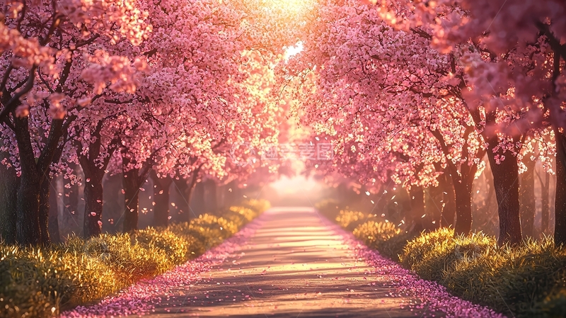高清大图下载【趣麦麦图】樱花树隧道