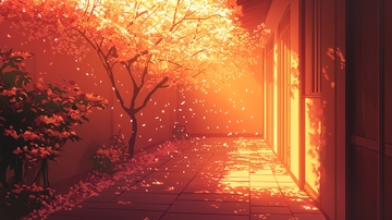 温暖的落樱小径