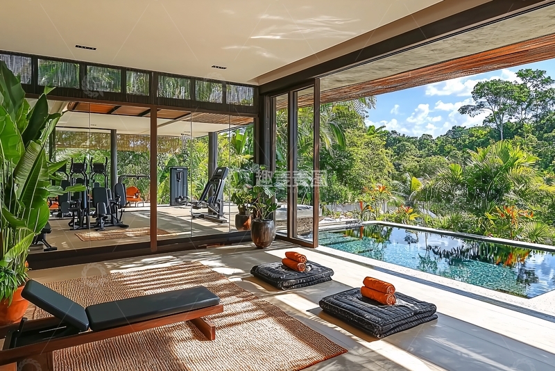 高清大图下载【趣麦麦图】私家泳池健身房