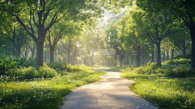 高清大图下载【趣麦麦图】阳光森林小路