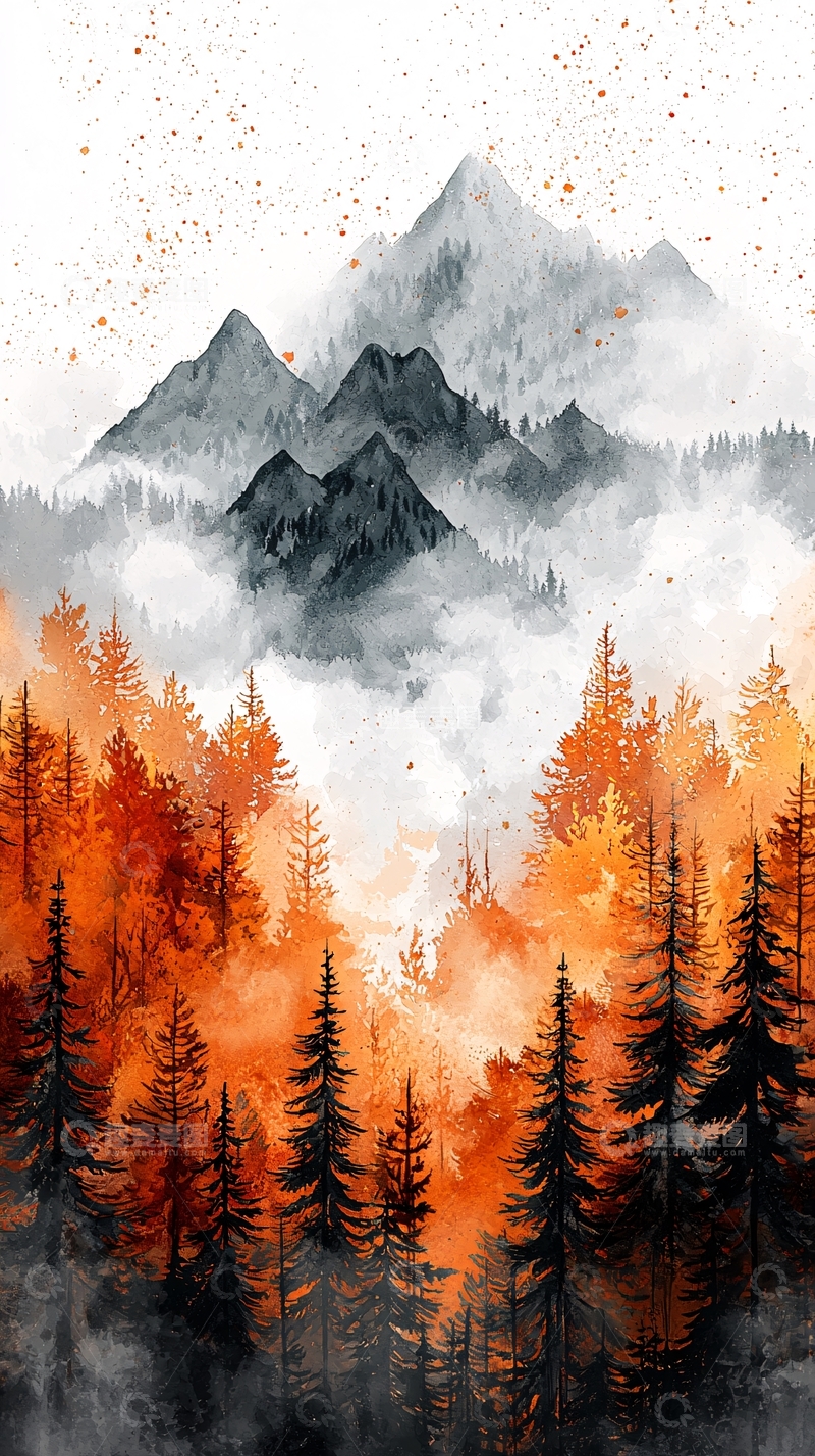 高清大图下载【趣麦麦图】水墨山水画988