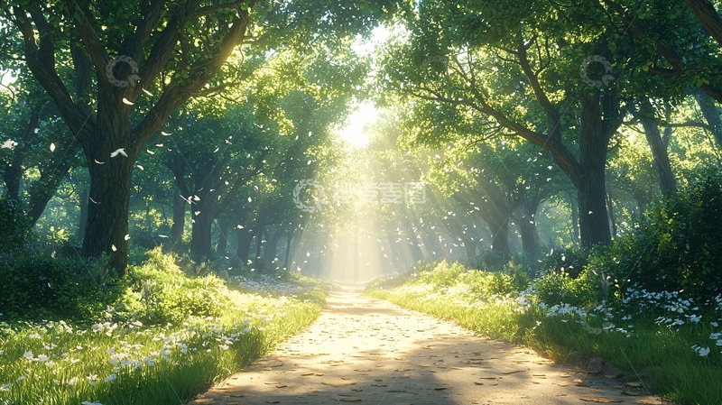 高清大图下载【趣麦麦图】阳光森林小路