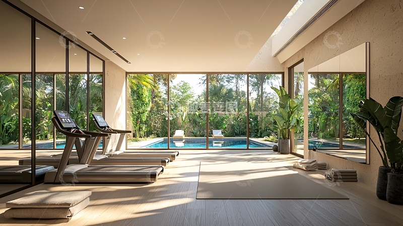 高清大图下载【趣麦麦图】高端私家泳池健身房
