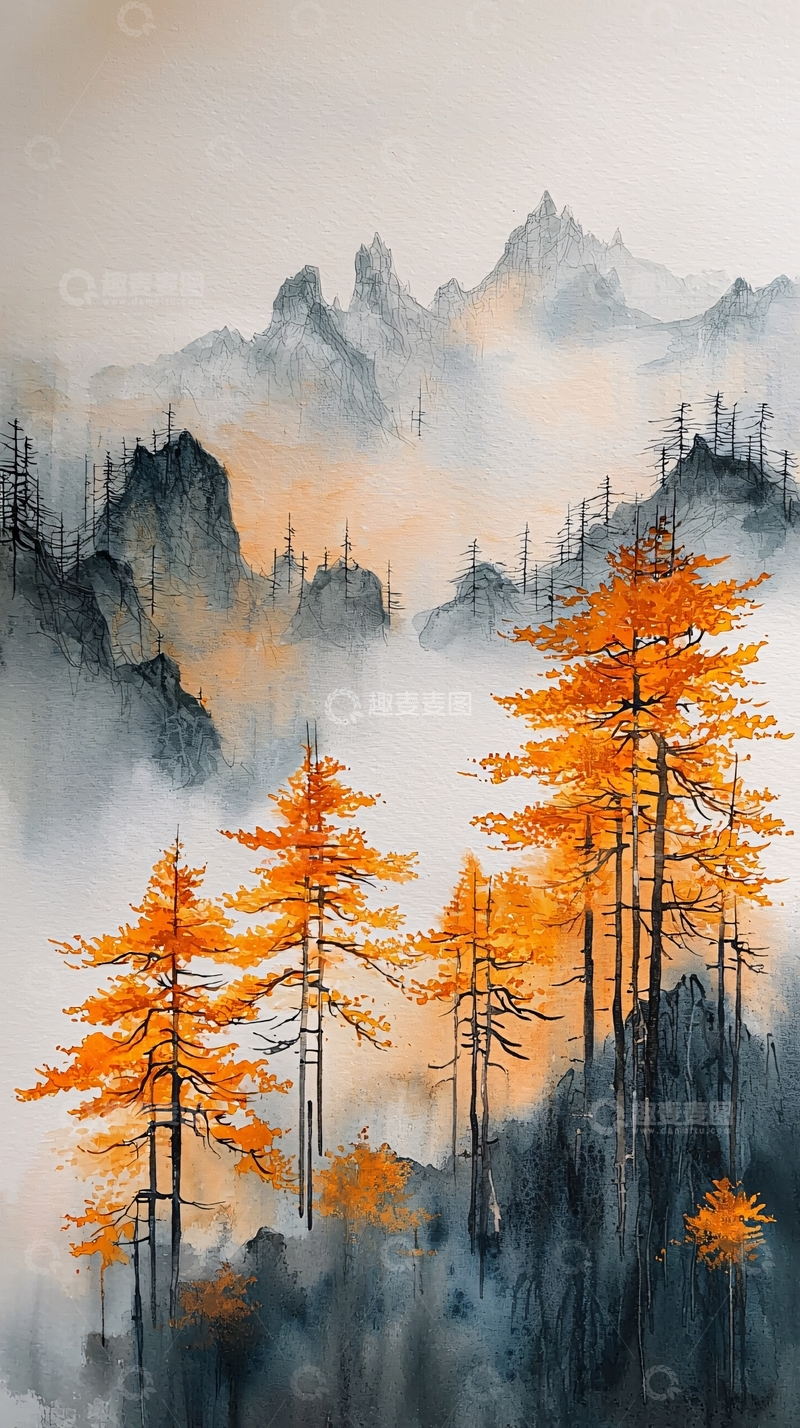 高清大图下载【趣麦麦图】水墨山水画986