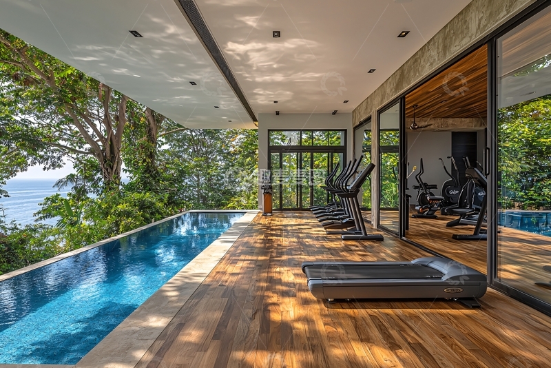 高清大图下载【趣麦麦图】海景别墅私人健身房泳池