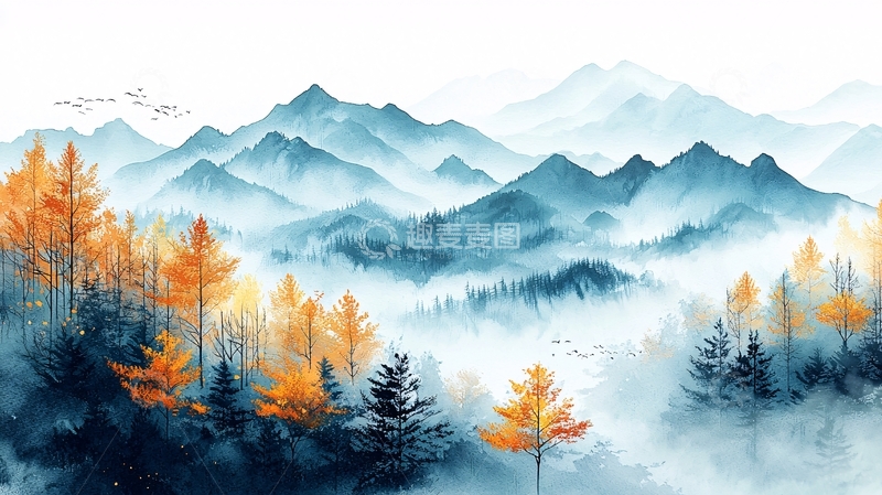 高清大图下载【趣麦麦图】水墨山水画989