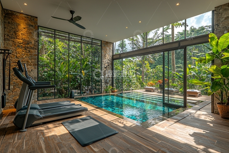 高清大图下载【趣麦麦图】室内泳池健身房