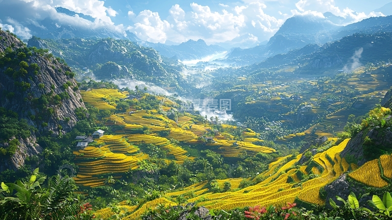 高清大图下载【趣麦麦图】山峦叠嶂梯田美景