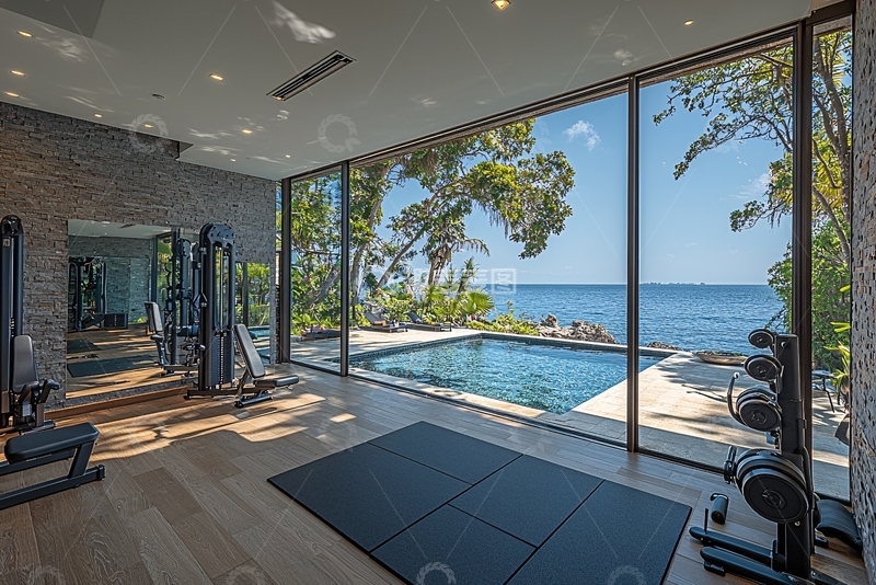 高清大图下载【趣麦麦图】海景健身房